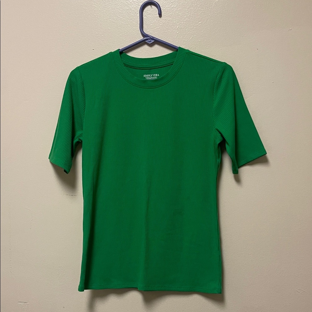 Simply Vera Vera Wang Vibrant Green Ribbed Top